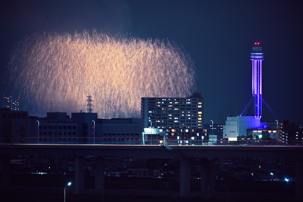 2024年江戸川花火大会 遠景02