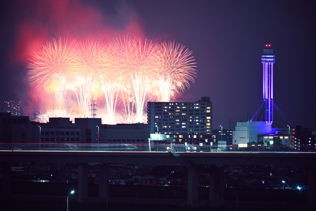 2024年江戸川花火大会 遠景01
