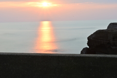 夕日の写り込みが綺麗
