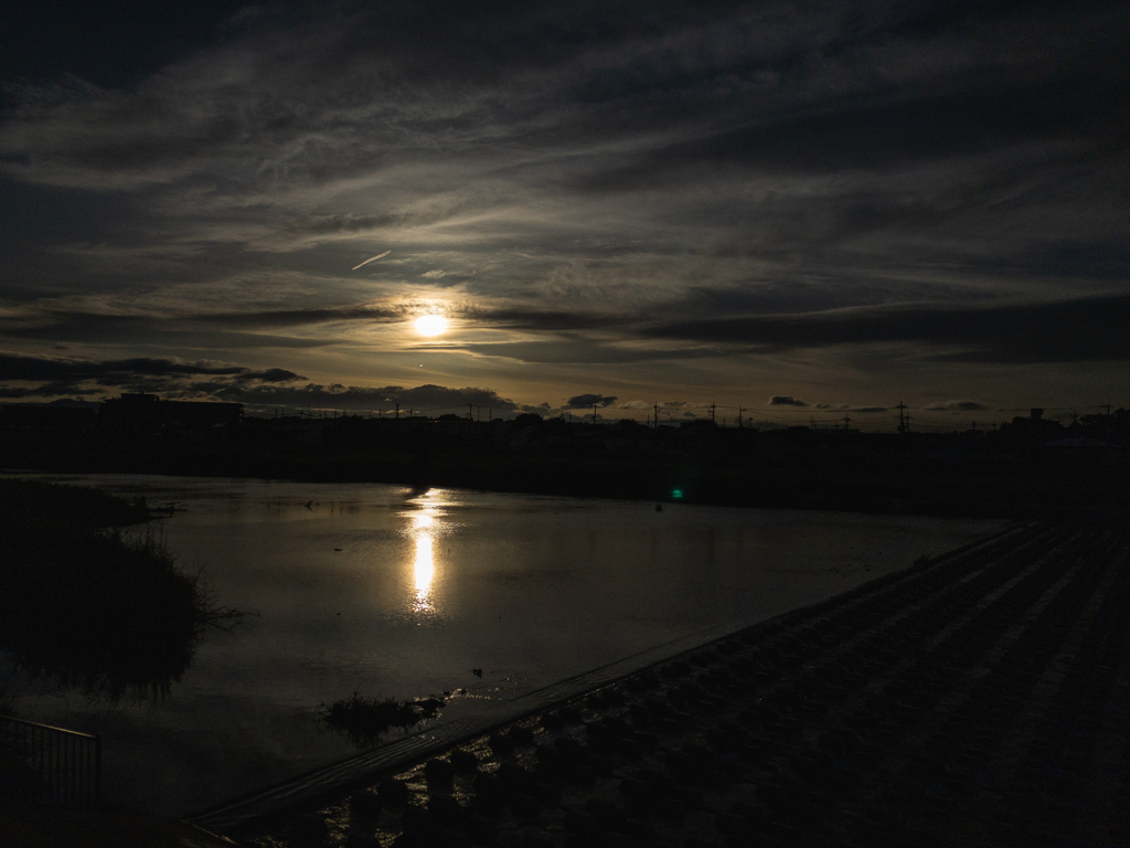 夕方の川