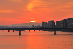 大淀川の夕焼け - ①