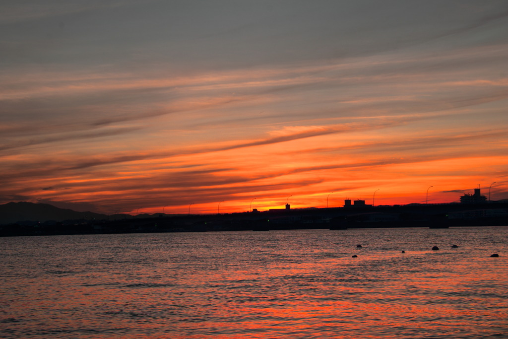 河口の夕日 - ②