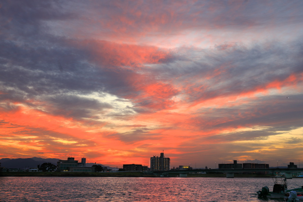 大淀川の夕焼け