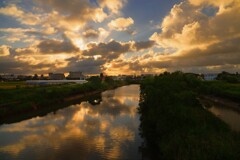 新別府川の夕焼け - ①