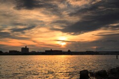 大淀川の夕焼け (日没前) - ②