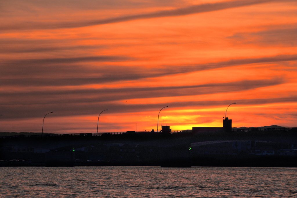 河口の夕日 - ①