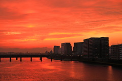 川の夕暮れ (最後の輝き)