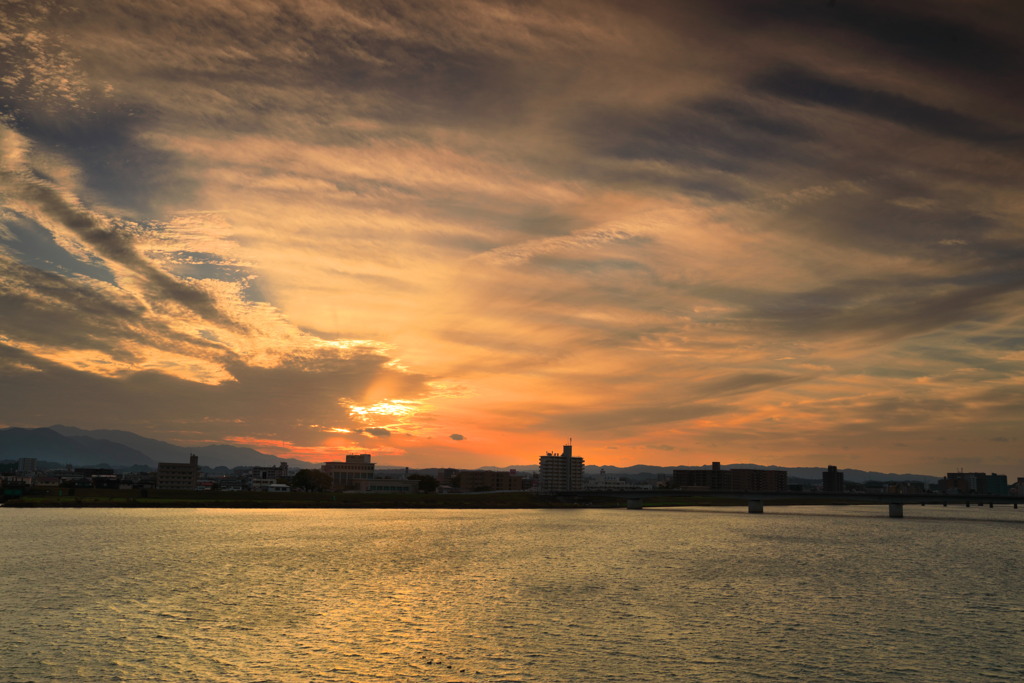 赤江大橋からの夕焼け - ①