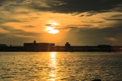 大淀川の夕焼け (日没前) - ①