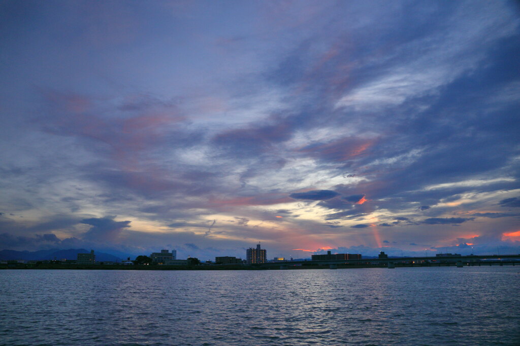 大淀川の夕焼け (日没後) - ④