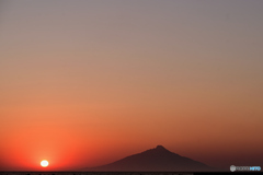 利尻富士と夕日