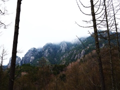 瑞牆山（みずがきやま）山頂を目指します。山頂は雲の上