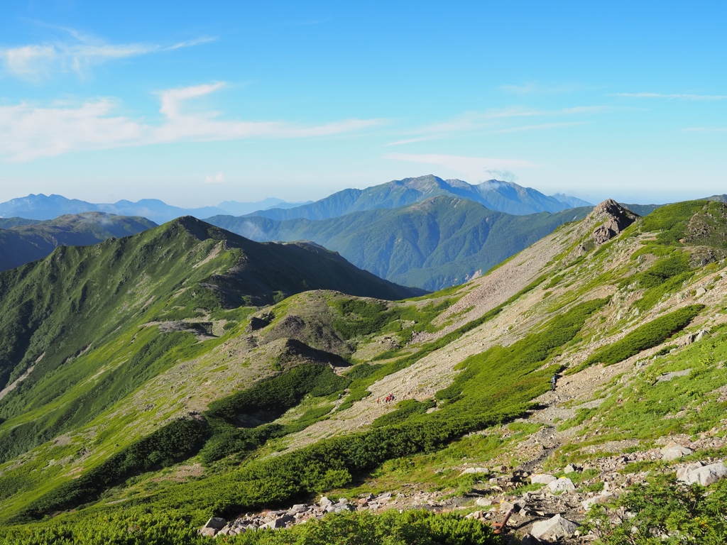 白峰三山を制覇し、下山