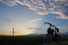 撮影のともは、自転車