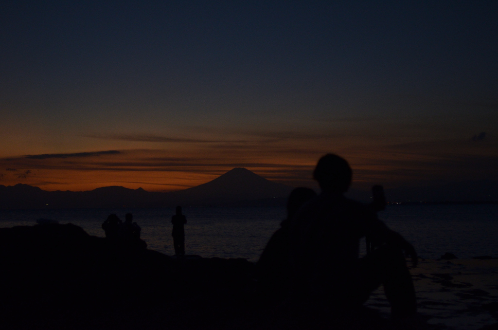 夕焼けの富士山