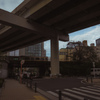 道路と線路と高架