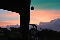 バスの夕焼け