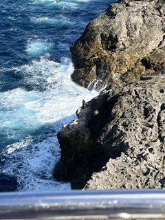 崖の上の釣り人