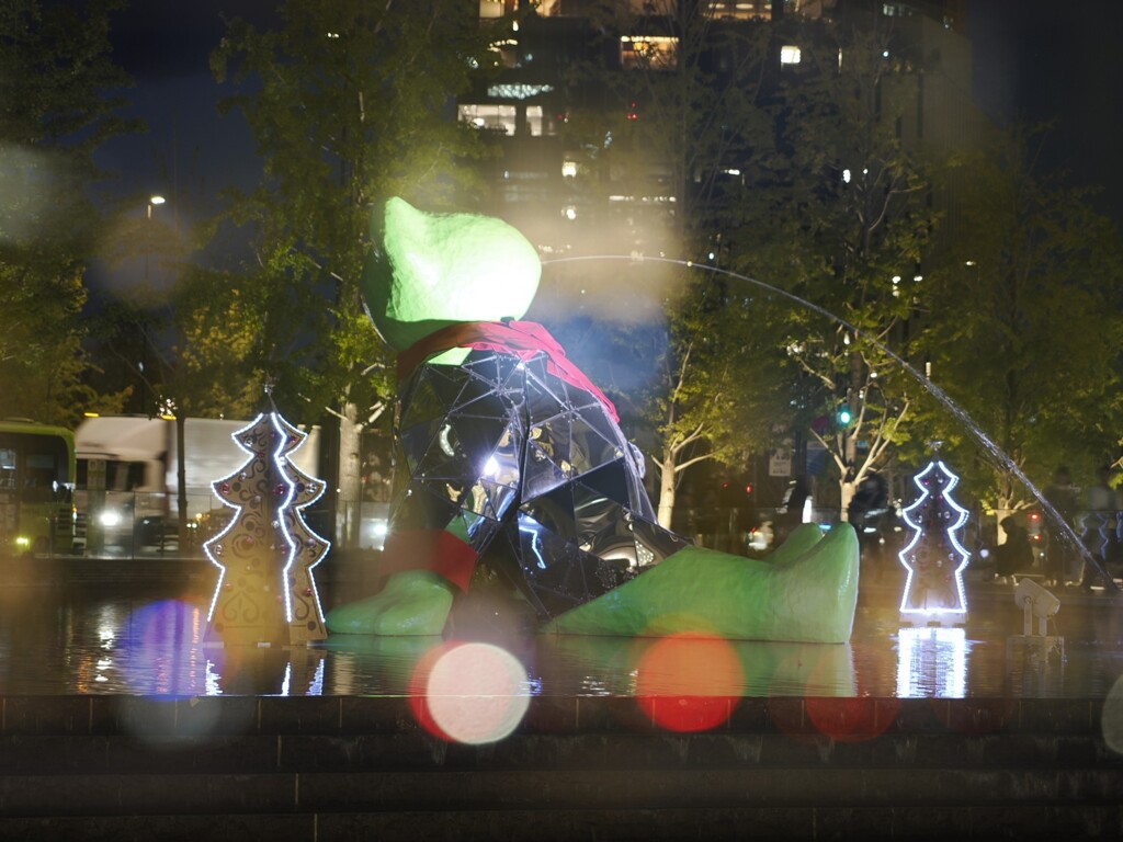 冬のみどりくま