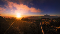 富士山と夕陽