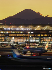 夕暮れの富士