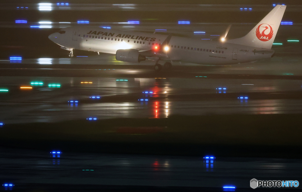 雨中の離陸