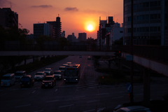 Sun goes down Nagoya.