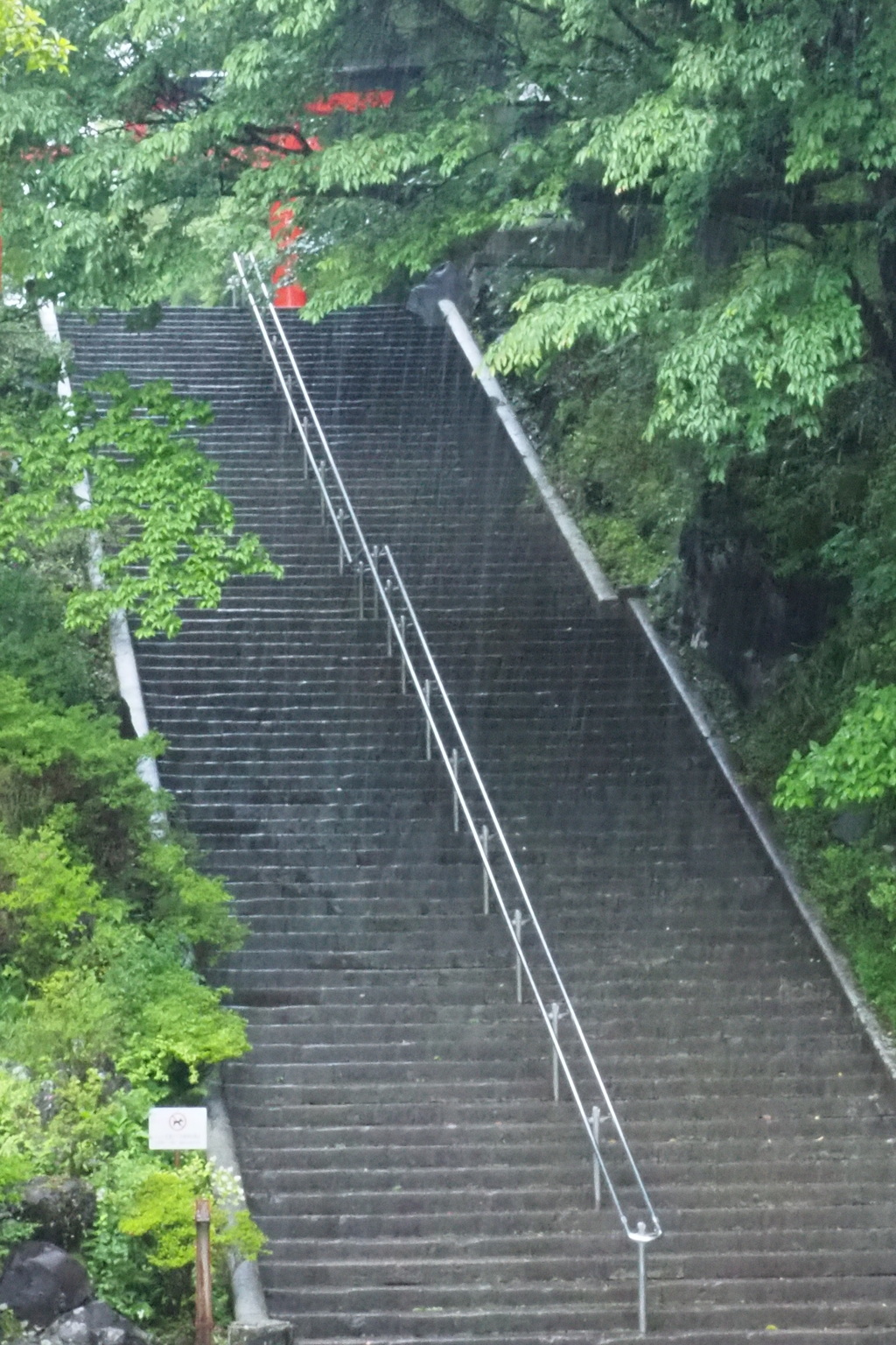 雨の石段
