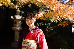 振袖と紅葉