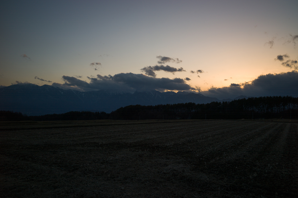 南アルプスの夕陽