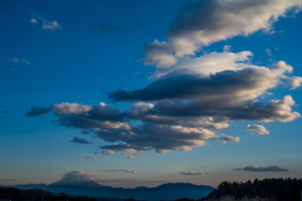 富士山と夕焼け雲