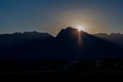南アルプスに沈む夕陽