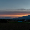 夕陽の中の富士山