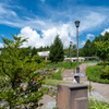 酷暑の夏　清里駅前