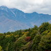 紅葉の向こうの南アルプス
