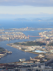 皿倉山展望台から見た若戸大橋