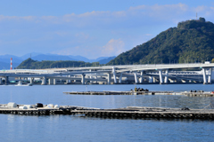 牡蠣筏と海田大橋