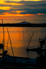 夕暮れの涸沼