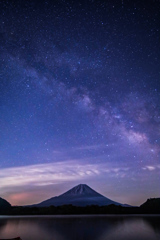 富士山と精進湖と天の川①