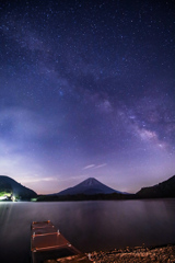 富士山と精進湖と天の川③