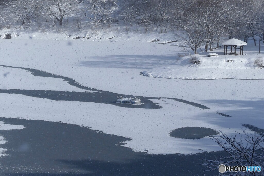 凍結進む水面