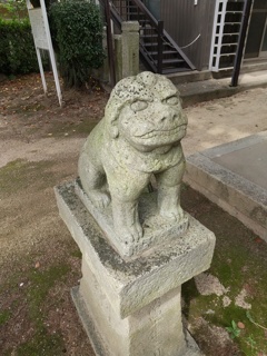 明和元年（１７６４年）の銘がある、姫路で最も古い狛犬、吽形