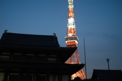 東京タワーと増上寺