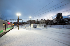 年末の小樽駅にて。