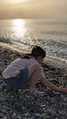 日本海の日暮れ。