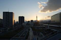 長野駅東口日没タイミングをfujifilmで撮影