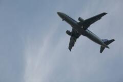 水上バスから見えた飛行機