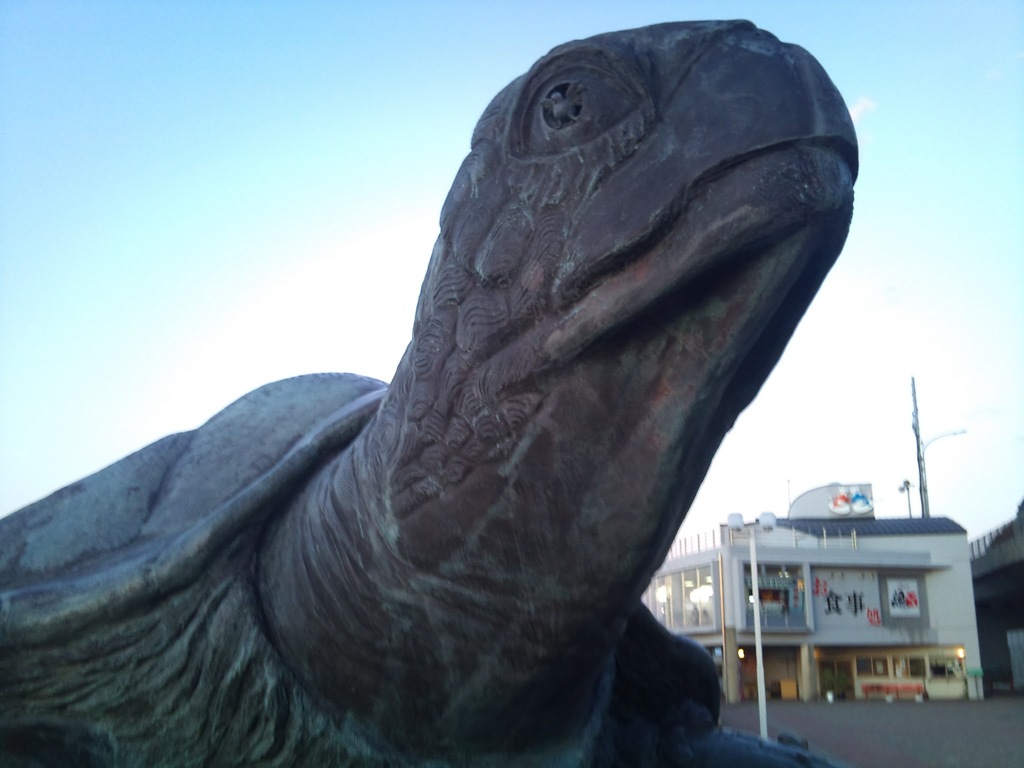 親不知ピアパークにいた亀像　2011/11