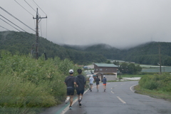 菅平で雨の中トレーニング。頑張れー！