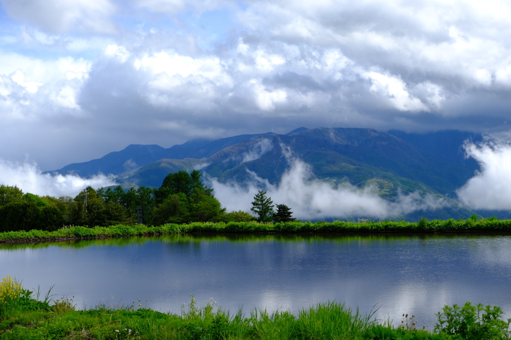 雲湧き立つところにあった田んぼ